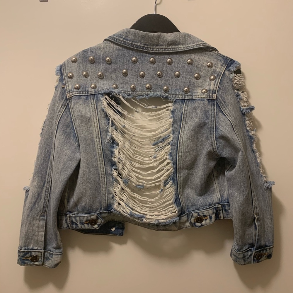 Denim blue cropped jacket - Picture 2 of 8
